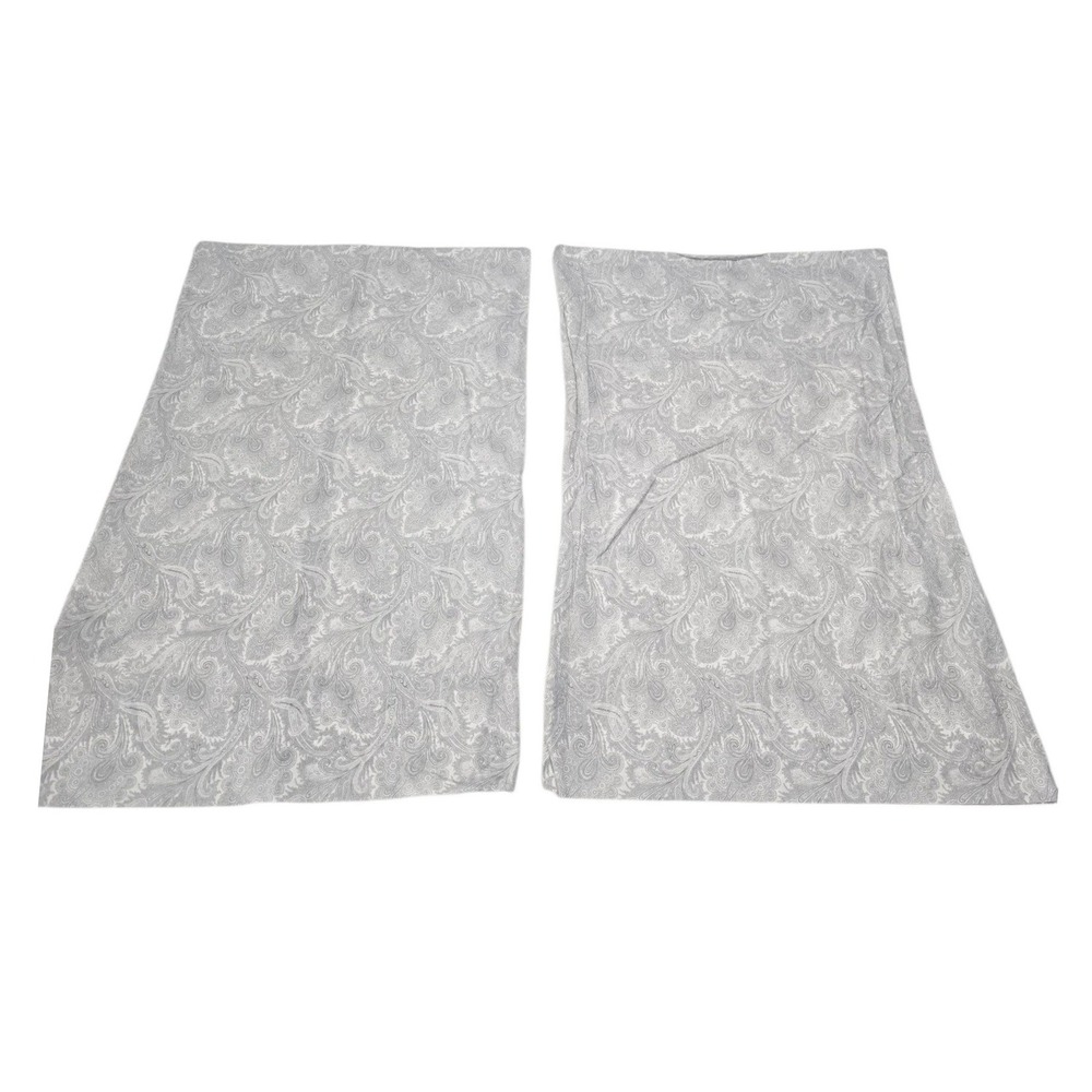 Lauren Ralph Lauren Grey White Paisley Cotton Standard Pillowcase Set of 2